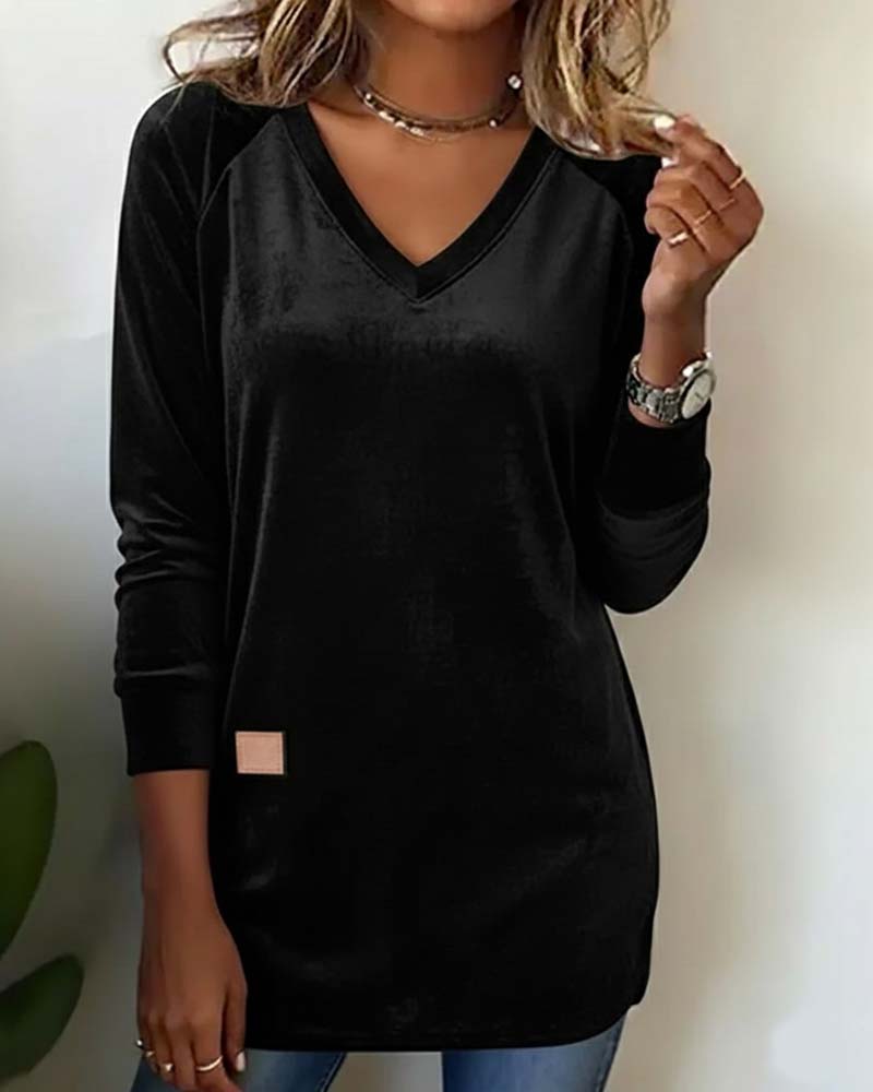 V-halset Fløyelstoppe Med Raglanermer