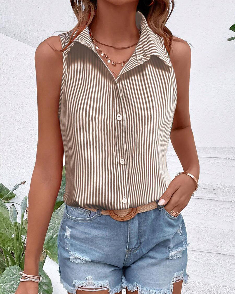 Tanktop Uten Ermer Krage Stripet