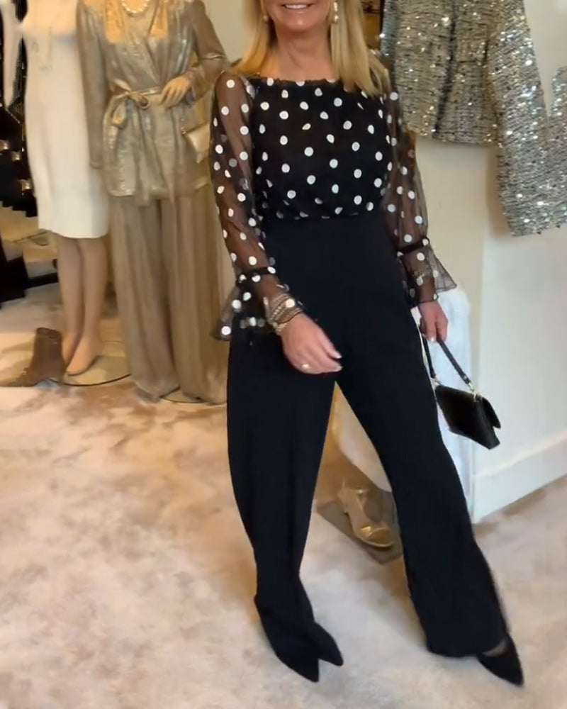 Bluse Casual Gjennomsiktig Polkadot