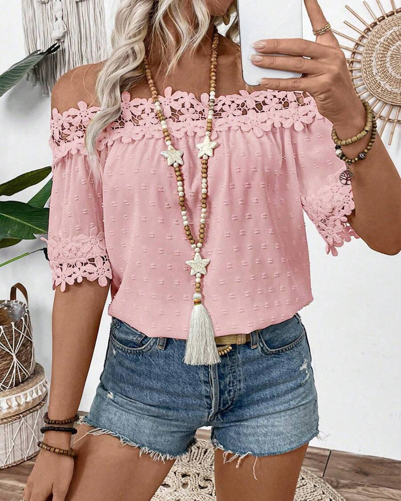 Bluse En-Skulder Knipling 3d-Blomst