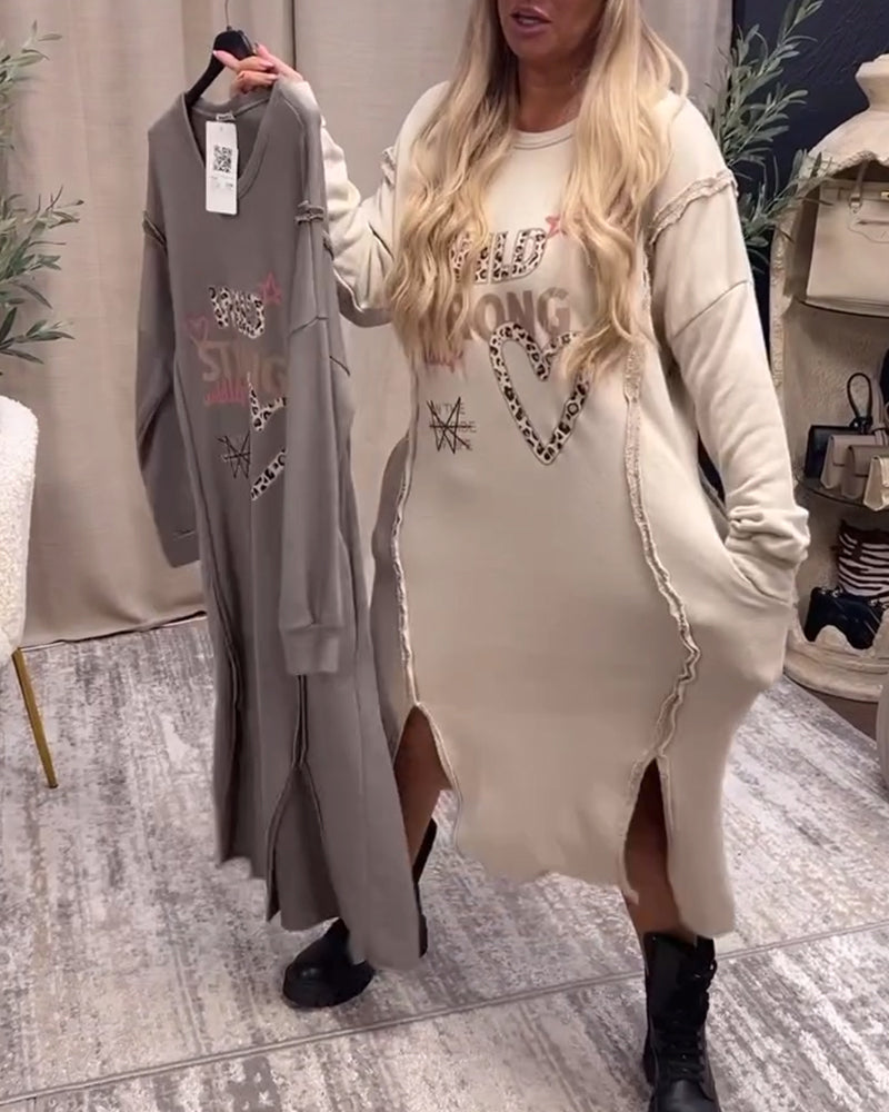 Løs kjole med lange ermer