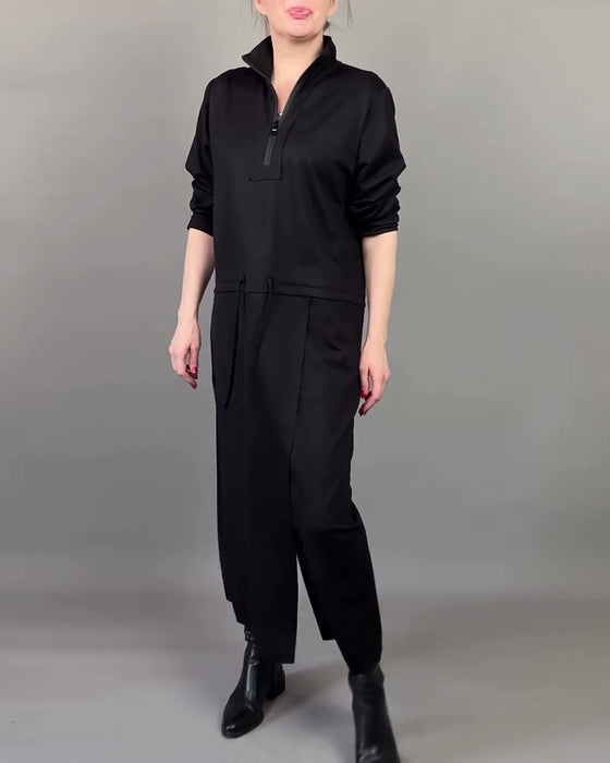 Kjole Med Zip-Hals Og Trendig Stemning