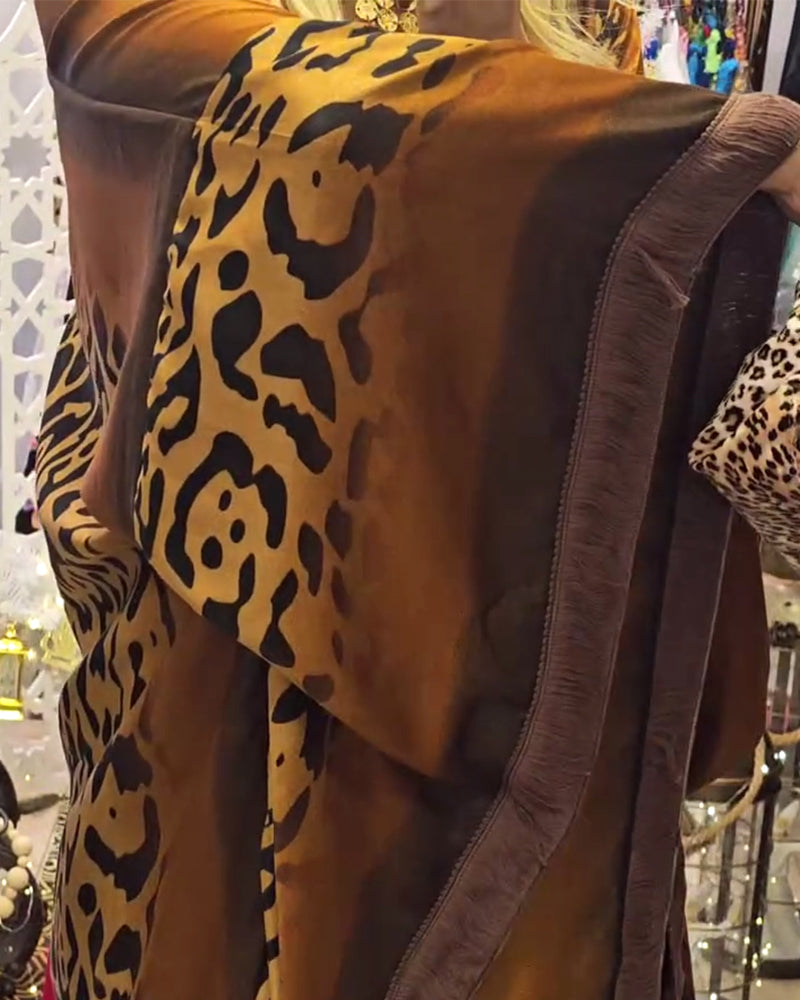 Frakk Batwingerm Leopardtrykk