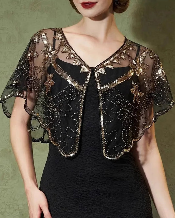 Sjal Vintage Blonder med Perler