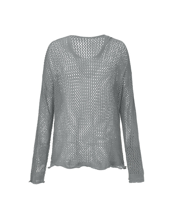 Dametopper Heklet Hullete Med Hette Langermet