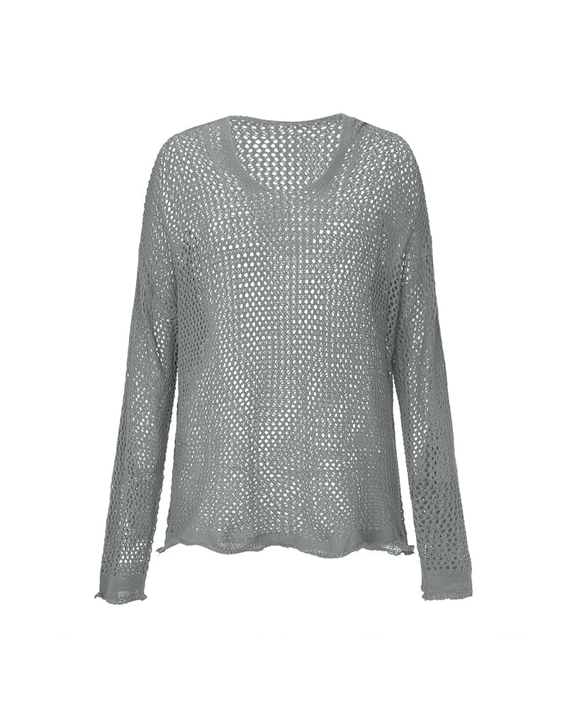 Dametopper Heklet Hullete Med Hette Langermet