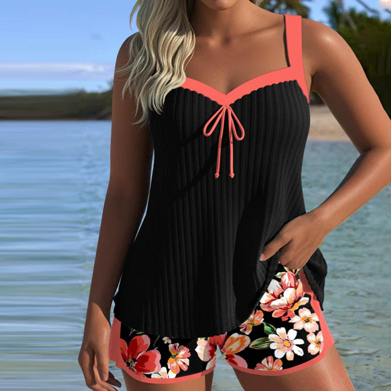 Tankini V-Hals Trykket Sportsbokser