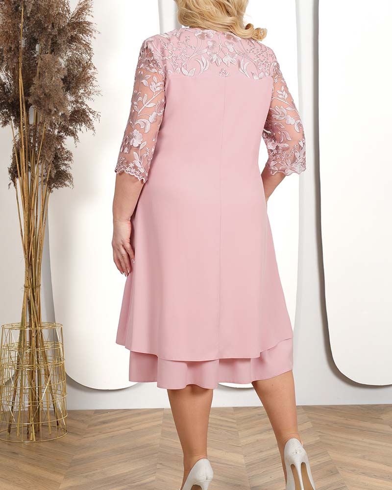 Kjole tilfeldig løs brodert chiffon