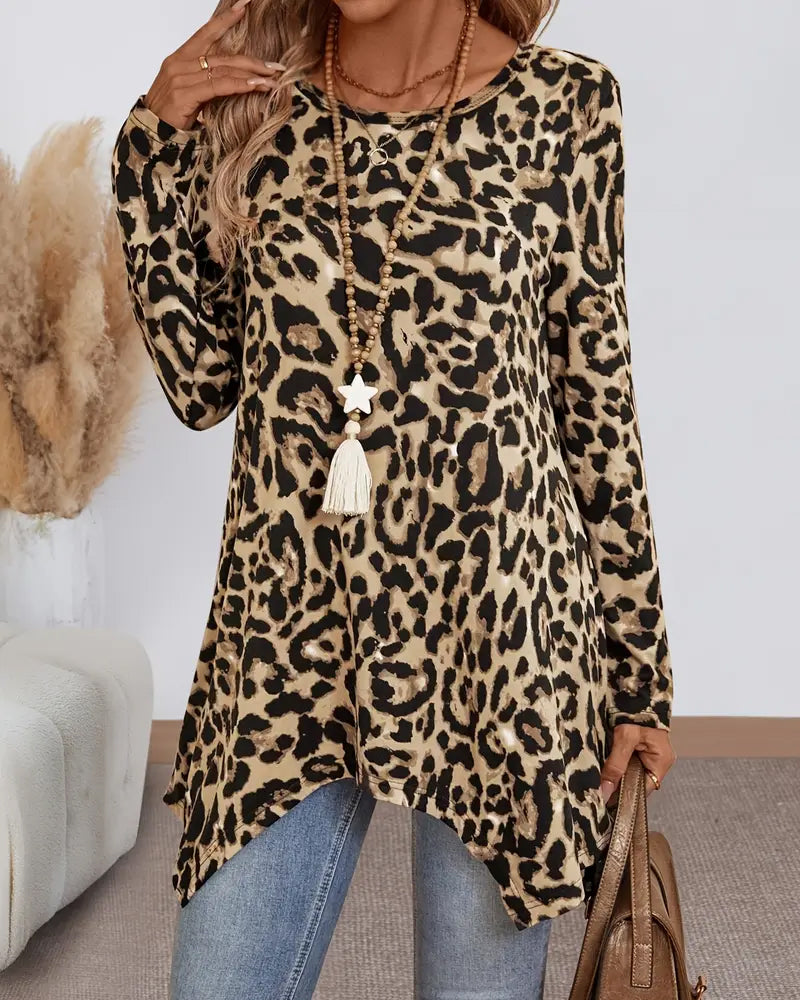 Casual Allsidig T-skjorte Med Leopardmønster