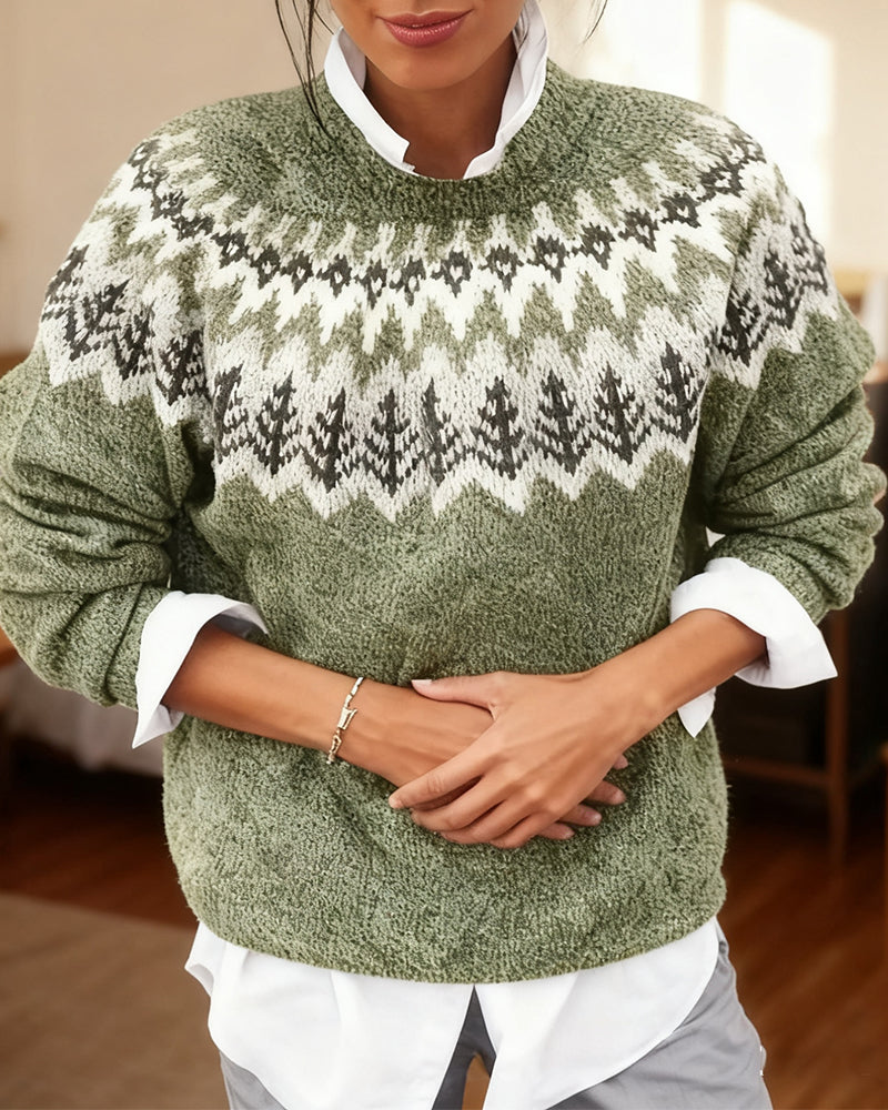 Retro Uformell Genser Med Tannet Design