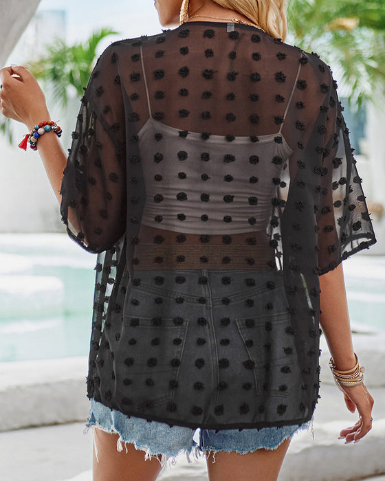 Ensfarget jacquard halvermet tynn overfrakk