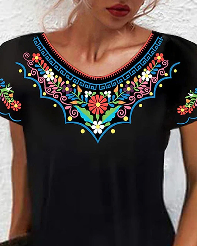 Kjole med retrostil og korte ermer