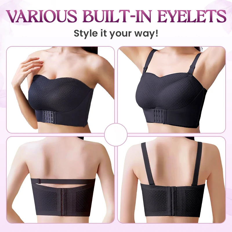 Sklisikker Komfortabel Strapless Push-Up BH Med Foran Spenne