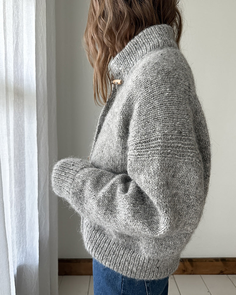 Stativ krage hornknapp ensfarget cardigan