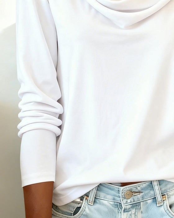 Top Drapet Krage Slim Fit Ensfarget