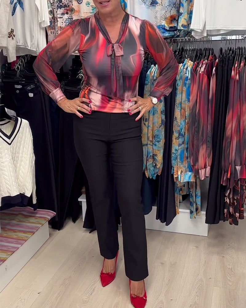 Bluse elegant langermet trykt