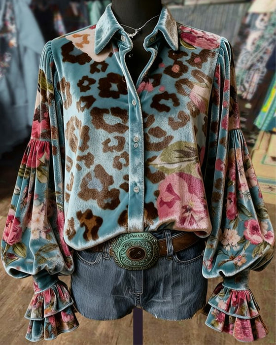 Motebluse Med Leopardmønster Og Trompetermer