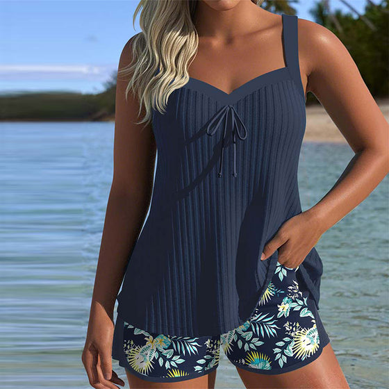 Tankini Stripet Todelt Badeshorts