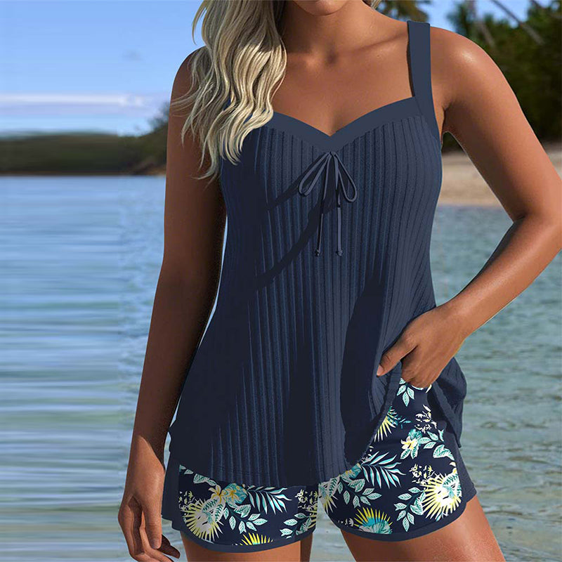 Tankini Stripet Todelt Badeshorts