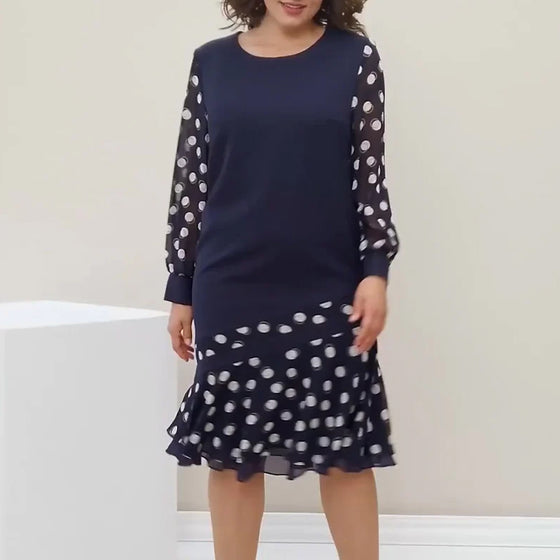 Kjole Rund Hals Lange Ermer Polka Dot