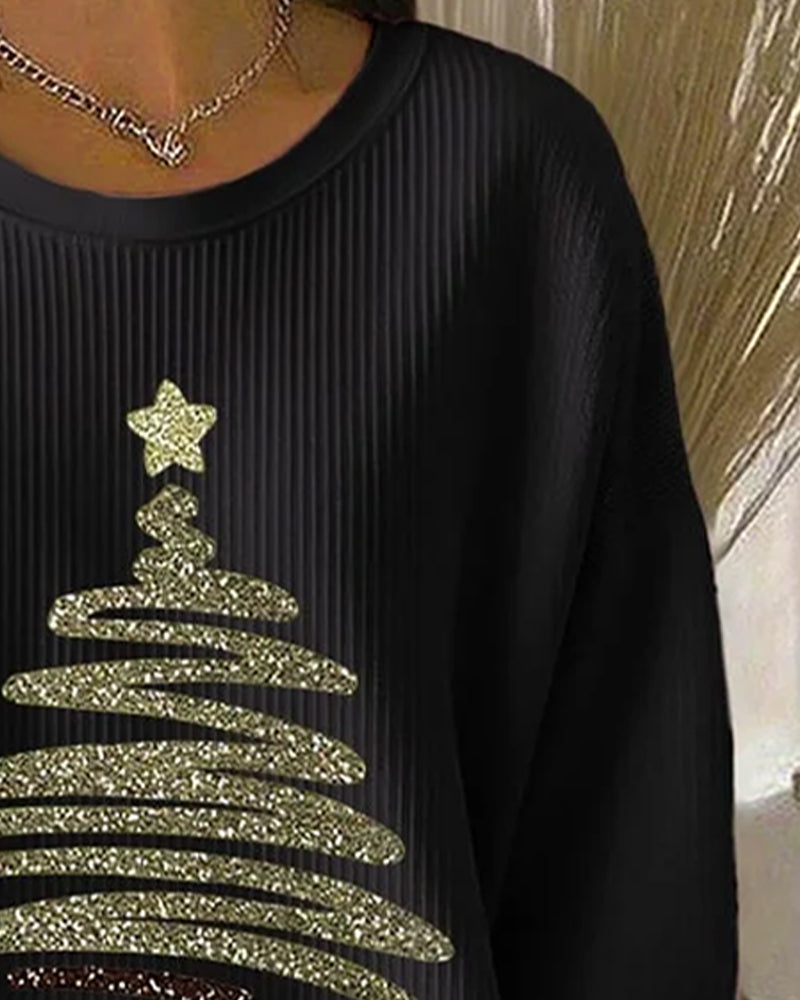 Genser Løs Pitted Juletrykk