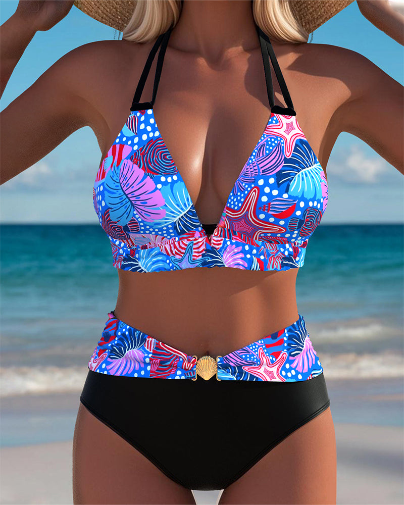 Bikini Sexy Halterneck Bh Trykt