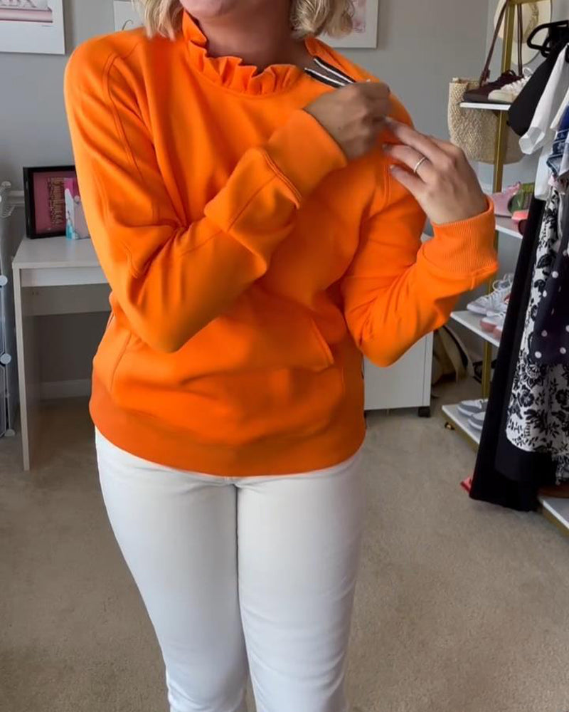 Helfarget Langermet Sweatshirt Med Glidelås
