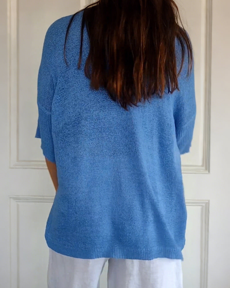 💖 Ensfarget Strikket Topp Med V-Hals