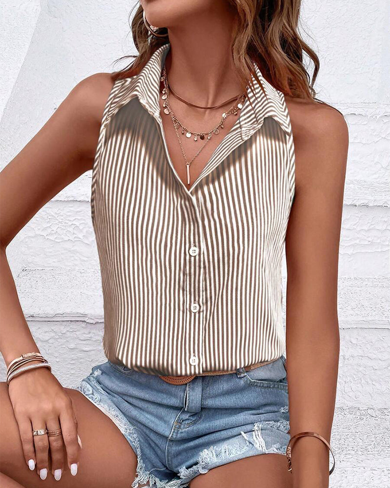 Tanktop Uten Ermer Krage Stripet