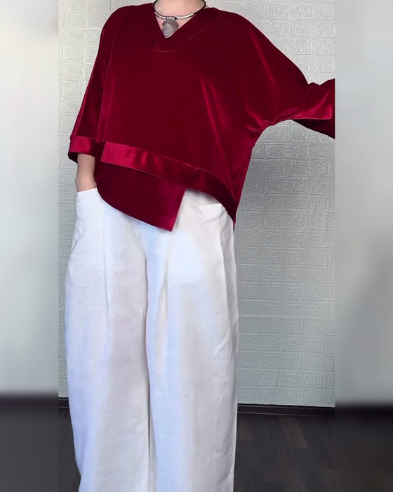 Topp Med V-Hals Och Asymmetrisk Nederkant