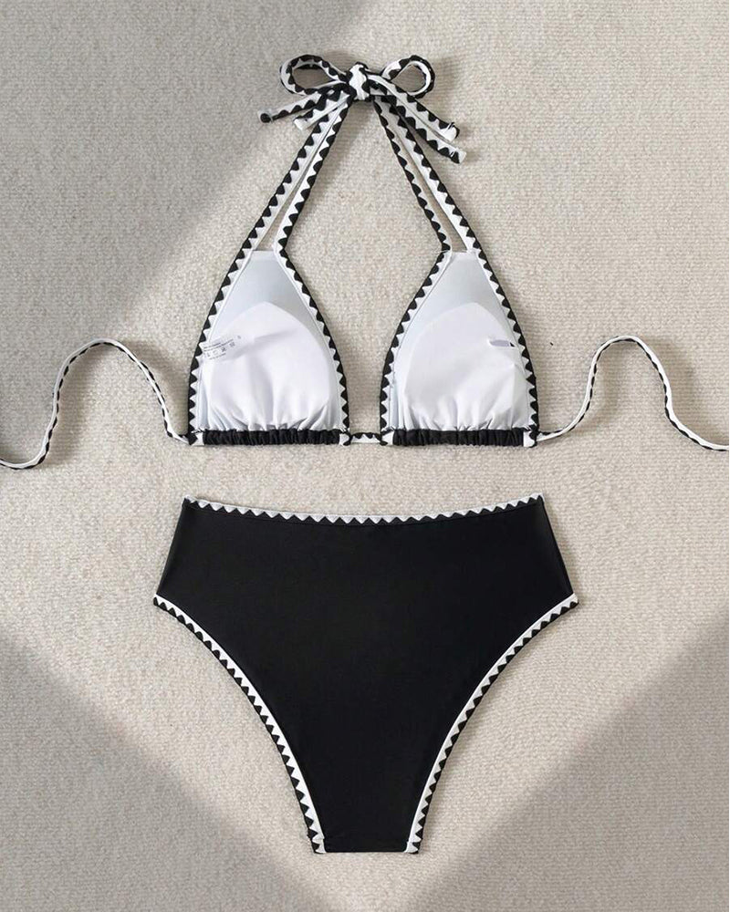 Bikini Sexy Kontrastfarge Splitt Trekant