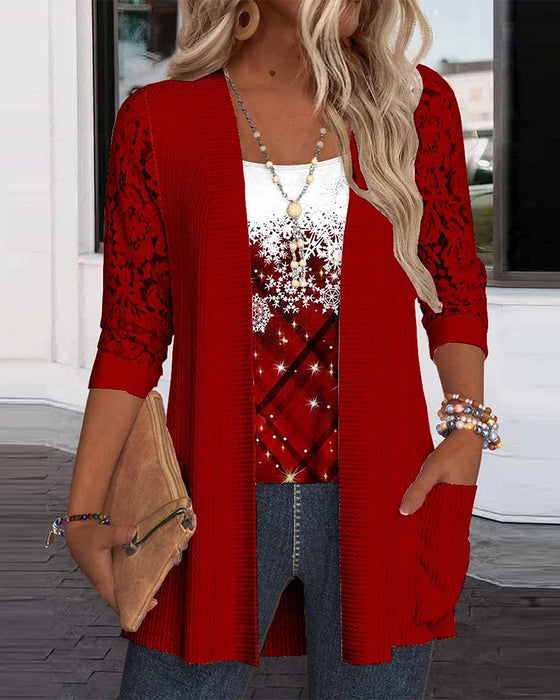 Strikket Topp Med Trykk I Falsk Todelt Design