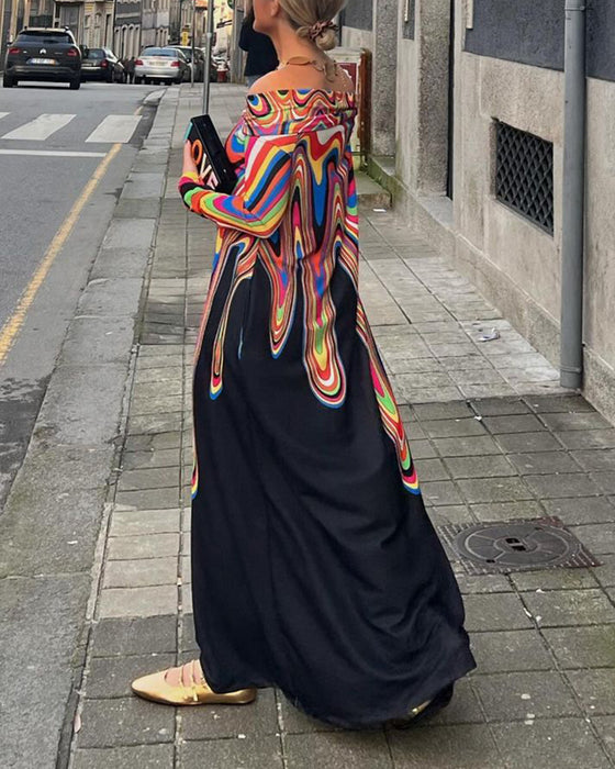Langermet elegant maxikjole off shoulder