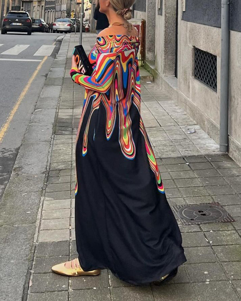 Langermet elegant maxikjole off shoulder