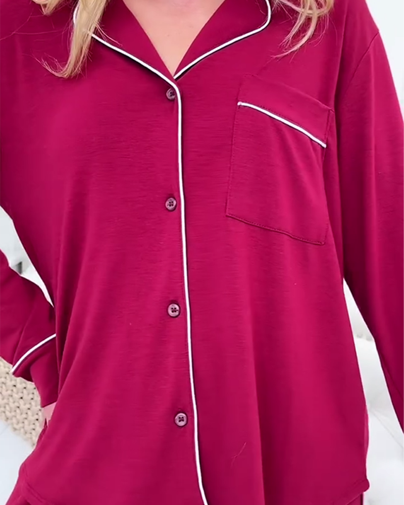 Todelt sett med langermet pyjamas