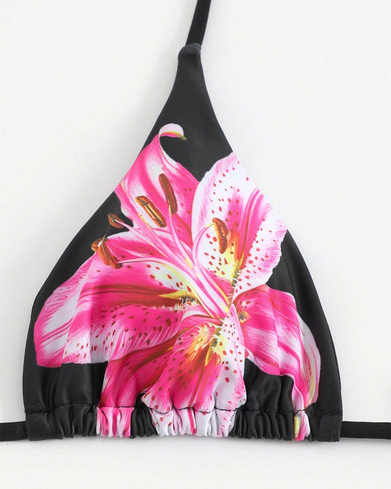 Badedrakt Sexig Trykket Tre Deler