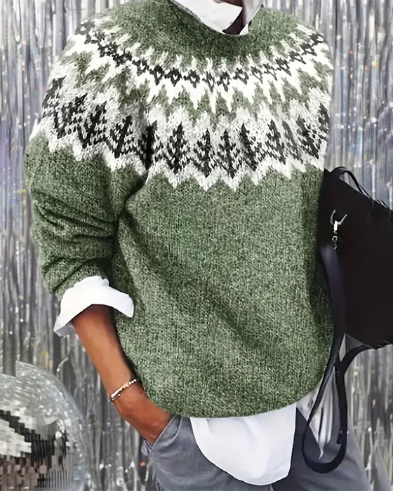 Retro Uformell Genser Med Tannet Design