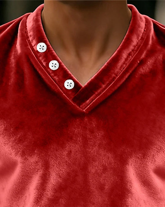 Herre Top Med Komfortabel Passform, Sammetstoff Och Lange Armer