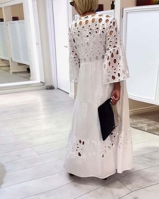 Kjole elegant ensfarget blonder hull
