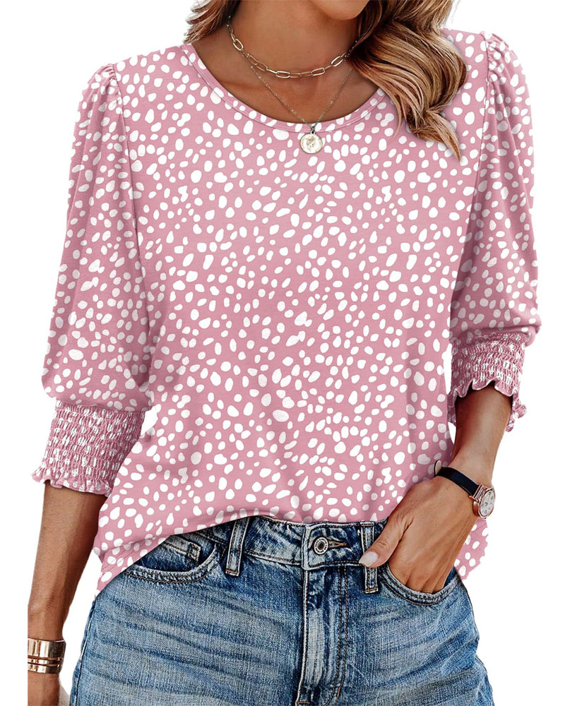 Bluse Pufferm Trykt