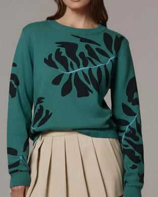 Kvinne Strikket Top Med Fargeblokkdesign, Heklet Strikking, Lange Armer, Rundkrage, Løs Passform, Boho Vintage Stil Och Bomullstoff