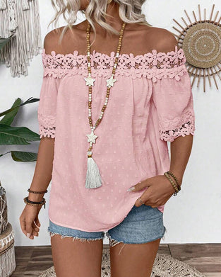 Bluse En-Skulder Knipling 3d-Blomst