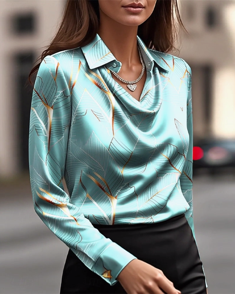 Elegant langermet bluse i sateng