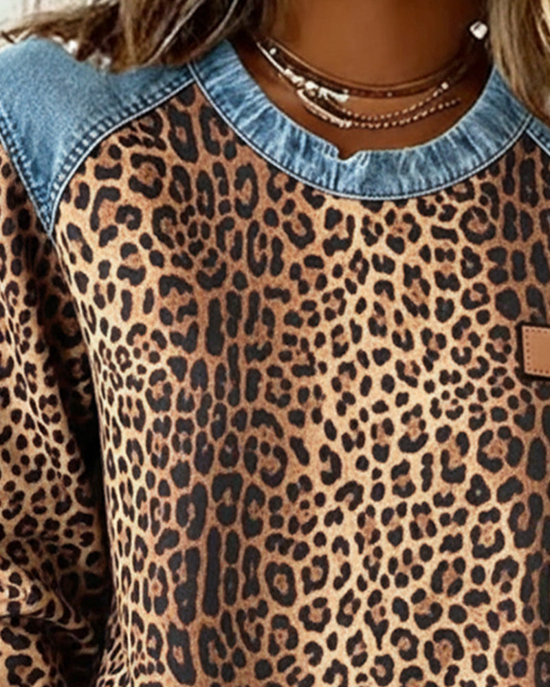 Genser Leopardtrykk Denim Lappetork