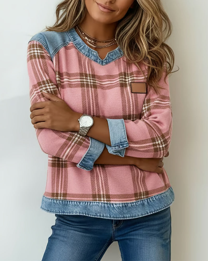 Sweatshirt Med Lappeteppe Og Rutemønster