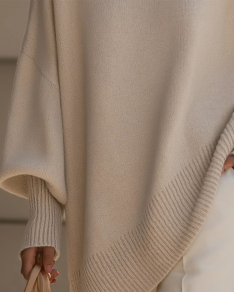 Løs Midjelang Pullover Med Skulderfri Modell