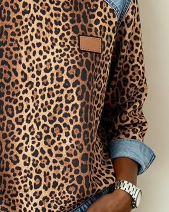Genser Leopardtrykk Denim Lappetork