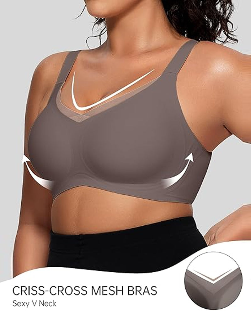 Dame-Bh Uten Bøyle Med V-Netting – Komfortabel Og Støttende Bralette