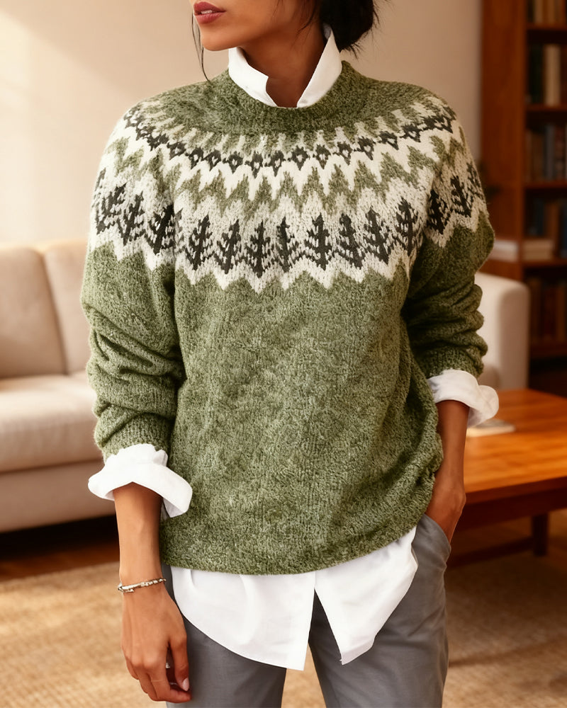 Retro Uformell Genser Med Tannet Design