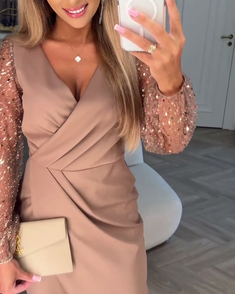 Paillettermed Elegant Splitt Kjole